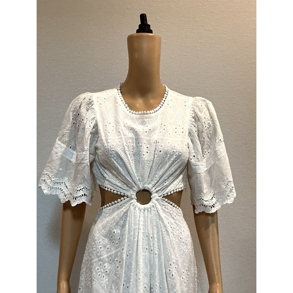 Mable White Merletto Eyelet Cut Out Maxi Dress - Medium NWOT - Picture 5 of 16